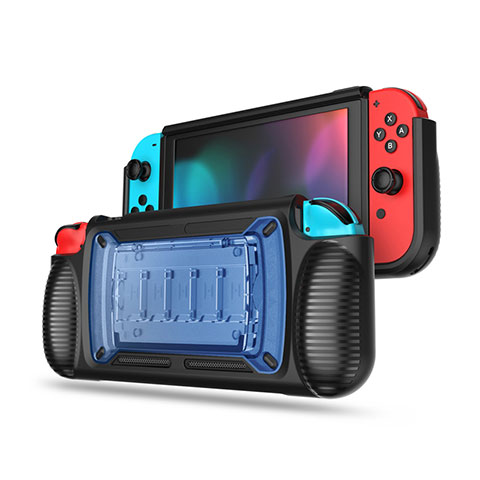 Silikon Hülle Handyhülle Gummi Schutzhülle Flexible Tasche Line S01 für Nintendo Switch Blau