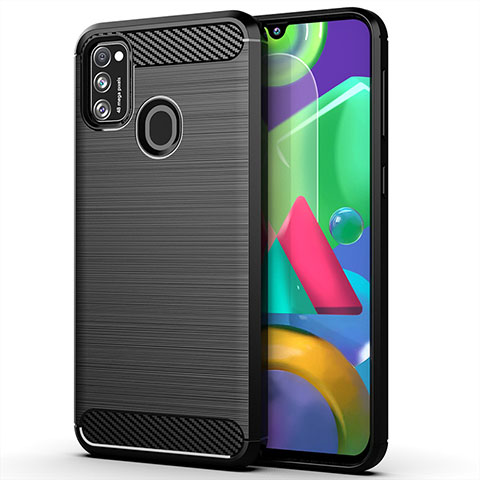 Silikon Hülle Handyhülle Gummi Schutzhülle Flexible Tasche Line S01 für Samsung Galaxy M30s Schwarz