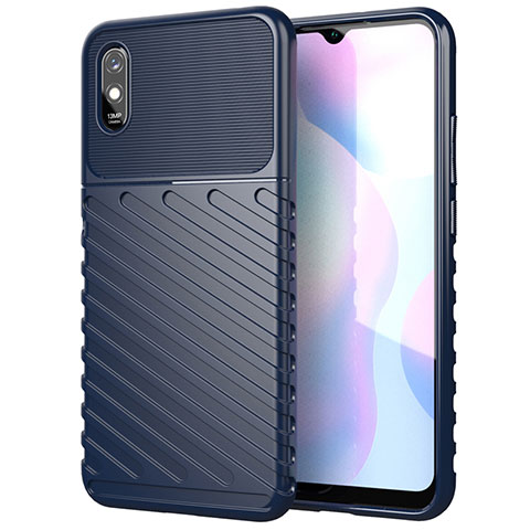 Silikon Hülle Handyhülle Gummi Schutzhülle Flexible Tasche Line S01 für Xiaomi Redmi 9A Blau