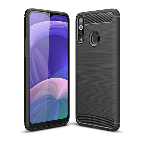 Silikon Hülle Handyhülle Gummi Schutzhülle Flexible Tasche Line WL1 für Samsung Galaxy A20s Schwarz