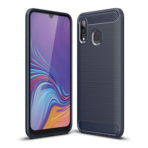 Silikon Hülle Handyhülle Gummi Schutzhülle Flexible Tasche Line WL1 für Samsung Galaxy A40 Blau