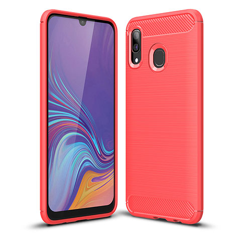 Silikon Hülle Handyhülle Gummi Schutzhülle Flexible Tasche Line WL1 für Samsung Galaxy A40 Rot