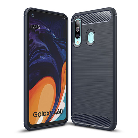 Silikon Hülle Handyhülle Gummi Schutzhülle Flexible Tasche Line WL1 für Samsung Galaxy A60 Blau