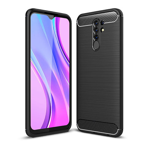 Silikon Hülle Handyhülle Gummi Schutzhülle Flexible Tasche Line WL1 für Xiaomi Redmi 9 Prime India Schwarz