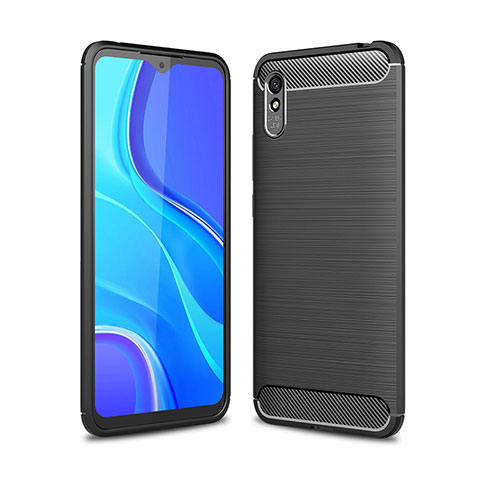 Silikon Hülle Handyhülle Gummi Schutzhülle Flexible Tasche Line WL1 für Xiaomi Redmi 9A Schwarz