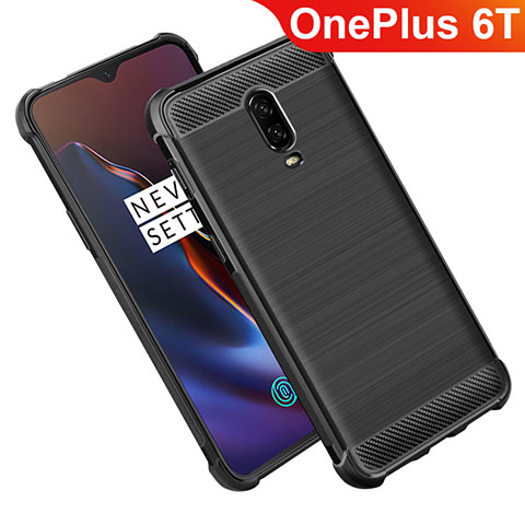 Silikon Hülle Handyhülle Gummi Schutzhülle Köper für OnePlus 6T Schwarz