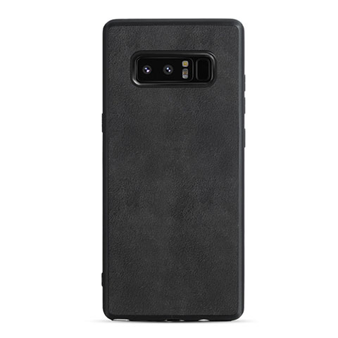 Silikon Hülle Handyhülle Gummi Schutzhülle Leder Q01 für Samsung Galaxy Note 8 Schwarz