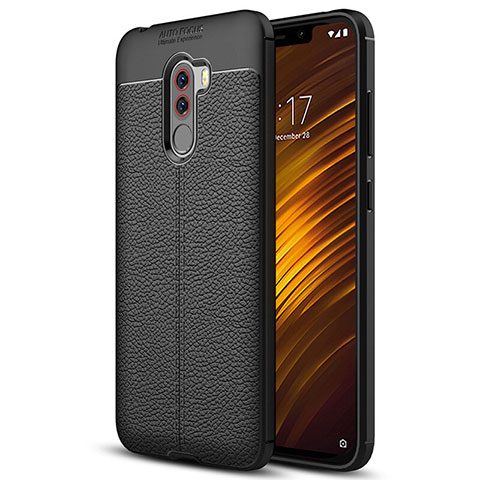 Silikon Hülle Handyhülle Gummi Schutzhülle Leder Q01 für Xiaomi Pocophone F1 Schwarz