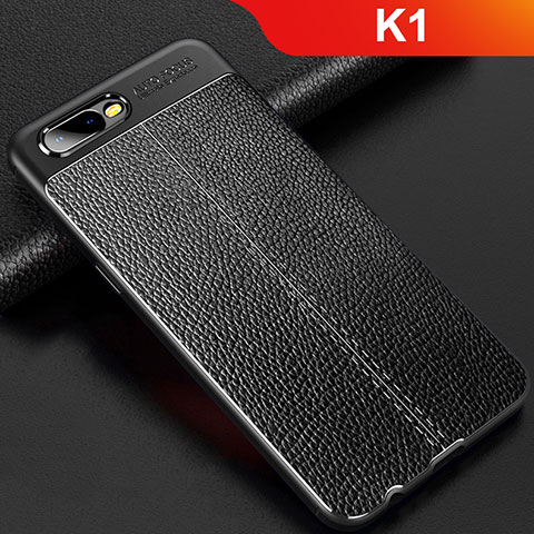 Silikon Hülle Handyhülle Gummi Schutzhülle Leder Tasche für Oppo K1 Schwarz