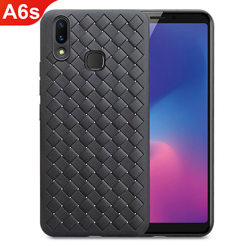 Silikon Hülle Handyhülle Gummi Schutzhülle Leder Tasche für Samsung Galaxy A6s Schwarz