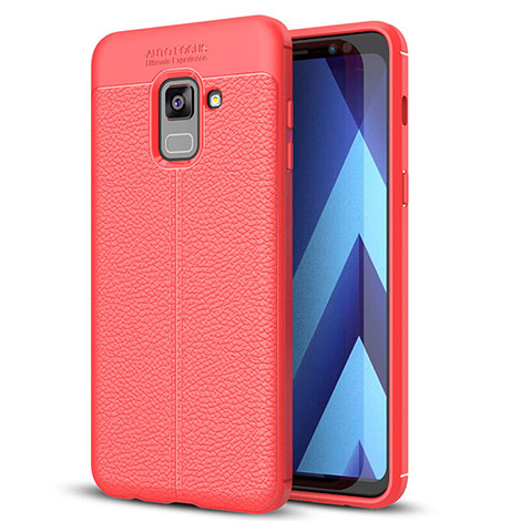 Silikon Hülle Handyhülle Gummi Schutzhülle Leder Tasche für Samsung Galaxy A8+ A8 Plus (2018) Duos A730F Rot