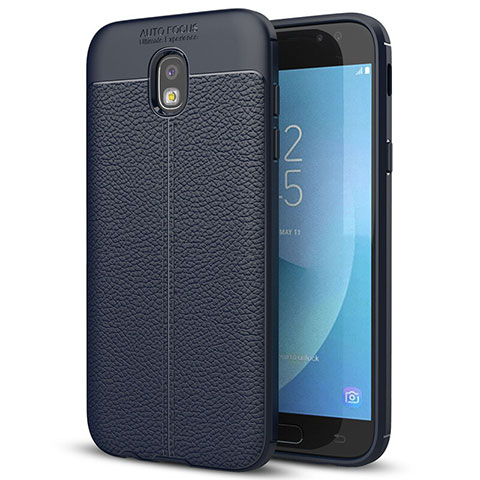 Silikon Hülle Handyhülle Gummi Schutzhülle Leder Tasche für Samsung Galaxy J7 (2017) Duos J730F Blau