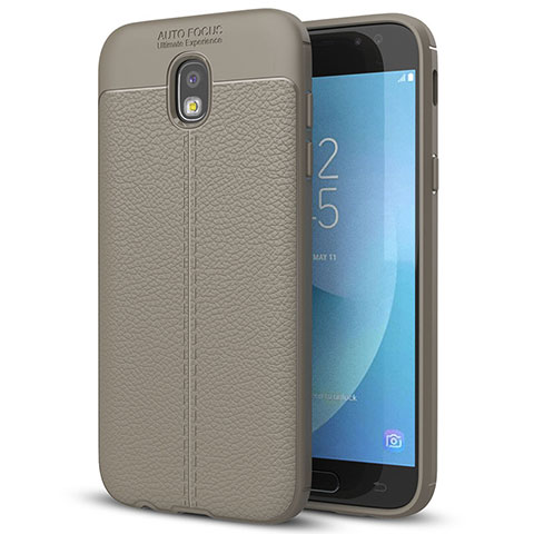 Silikon Hülle Handyhülle Gummi Schutzhülle Leder Tasche für Samsung Galaxy J7 (2017) Duos J730F Grau