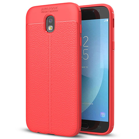 Silikon Hülle Handyhülle Gummi Schutzhülle Leder Tasche für Samsung Galaxy J7 (2017) Duos J730F Rot