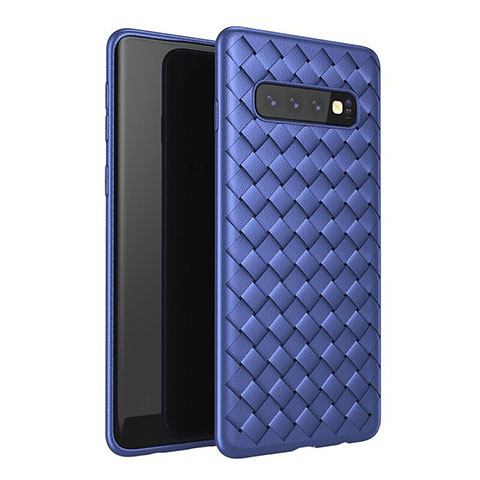 Silikon Hülle Handyhülle Gummi Schutzhülle Leder Tasche für Samsung Galaxy S10 Plus Blau