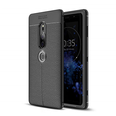 Silikon Hülle Handyhülle Gummi Schutzhülle Leder Tasche für Sony Xperia XZ2 Premium Schwarz