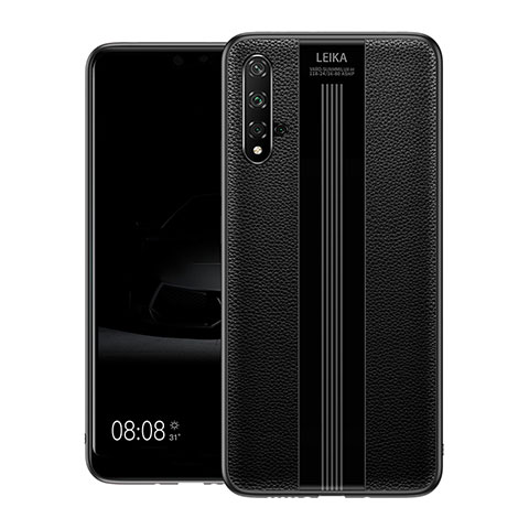 Silikon Hülle Handyhülle Gummi Schutzhülle Leder Tasche H01 für Huawei Honor 20 Schwarz