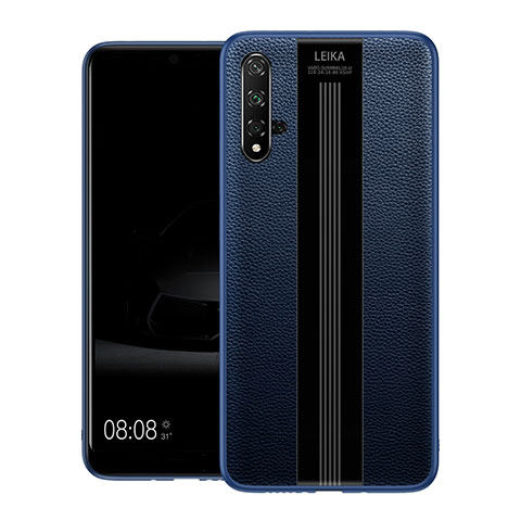 Silikon Hülle Handyhülle Gummi Schutzhülle Leder Tasche H01 für Huawei Nova 5T Blau