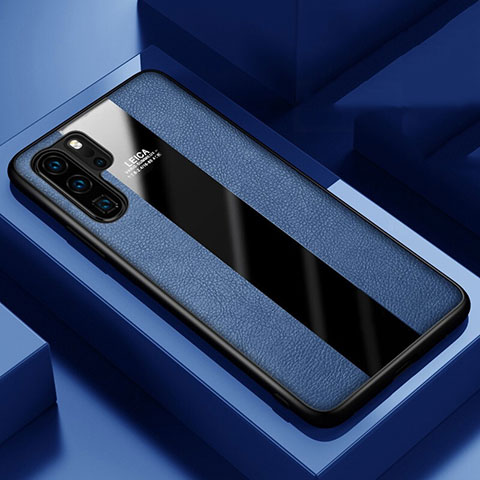 Silikon Hülle Handyhülle Gummi Schutzhülle Leder Tasche H01 für Huawei P30 Pro Blau