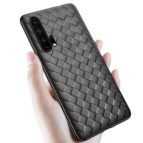 Silikon Hülle Handyhülle Gummi Schutzhülle Leder Tasche H02 für Huawei Honor 20 Pro Schwarz