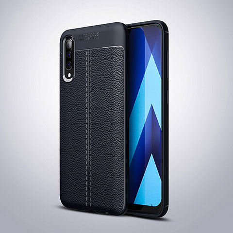 Silikon Hülle Handyhülle Gummi Schutzhülle Leder Tasche H02 für Samsung Galaxy A70S Blau