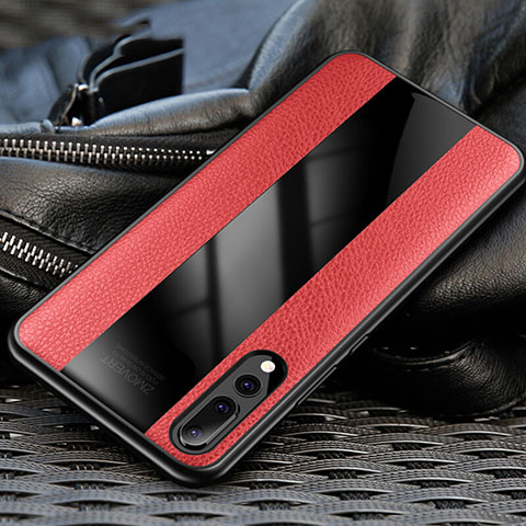 Silikon Hülle Handyhülle Gummi Schutzhülle Leder Tasche H03 für Huawei P20 Pro Rot