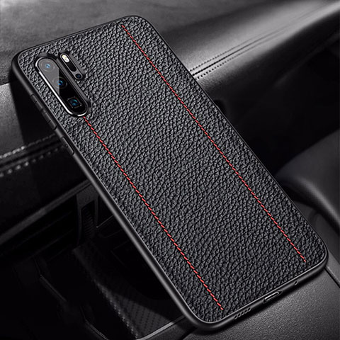 Silikon Hülle Handyhülle Gummi Schutzhülle Leder Tasche H04 für Huawei P30 Pro Schwarz