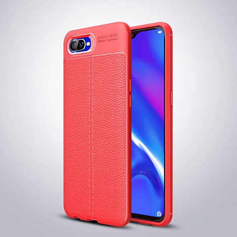 Silikon Hülle Handyhülle Gummi Schutzhülle Leder Tasche H06 für Oppo K1 Rot