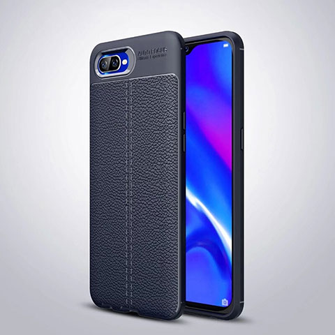 Silikon Hülle Handyhülle Gummi Schutzhülle Leder Tasche H06 für Oppo R17 Neo Blau