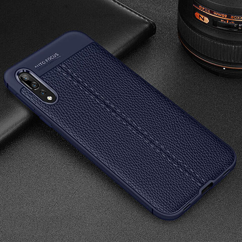 Silikon Hülle Handyhülle Gummi Schutzhülle Leder Tasche H07 für Huawei P20 Pro Blau