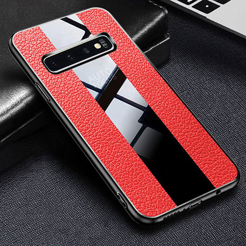 Silikon Hülle Handyhülle Gummi Schutzhülle Leder Tasche L01 für Samsung Galaxy S10 5G Rot