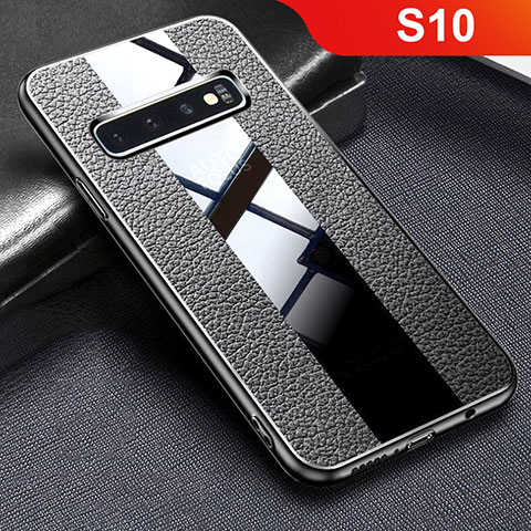 Silikon Hülle Handyhülle Gummi Schutzhülle Leder Tasche L01 für Samsung Galaxy S10 Schwarz