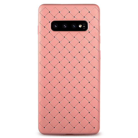 Silikon Hülle Handyhülle Gummi Schutzhülle Leder Tasche L02 für Samsung Galaxy S10 5G Rosegold