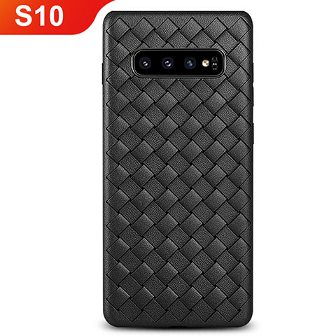 Silikon Hülle Handyhülle Gummi Schutzhülle Leder Tasche L02 für Samsung Galaxy S10 5G Schwarz