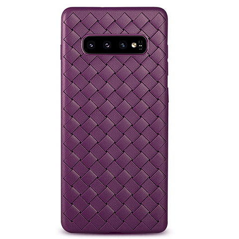 Silikon Hülle Handyhülle Gummi Schutzhülle Leder Tasche L02 für Samsung Galaxy S10 Violett