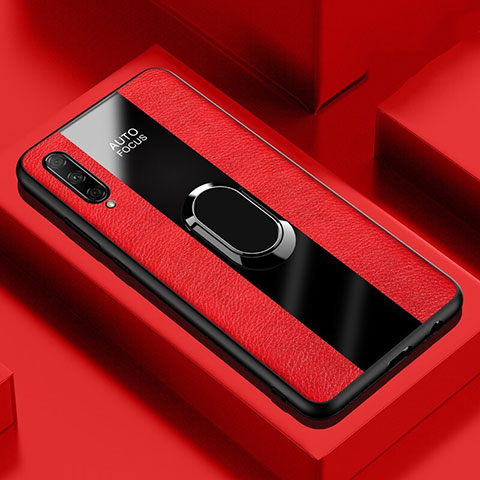 Silikon Hülle Handyhülle Gummi Schutzhülle Leder Tasche mit Magnetisch Fingerring Ständer S04 für Huawei Honor 9X Pro Rot