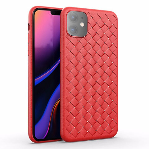 Silikon Hülle Handyhülle Gummi Schutzhülle Leder Tasche S01 für Apple iPhone 11 Rot