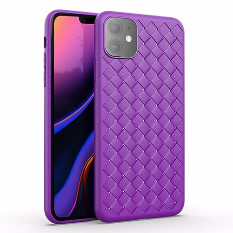 Silikon Hülle Handyhülle Gummi Schutzhülle Leder Tasche S01 für Apple iPhone 11 Violett