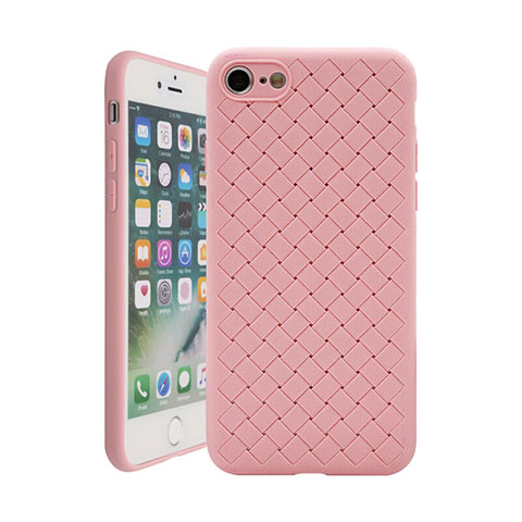 Silikon Hülle Handyhülle Gummi Schutzhülle Leder Tasche S01 für Apple iPhone 8 Rosegold