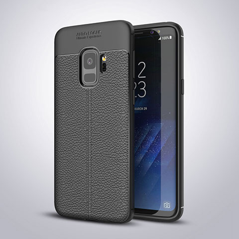 Silikon Hülle Handyhülle Gummi Schutzhülle Leder Tasche S01 für Samsung Galaxy S9 Schwarz