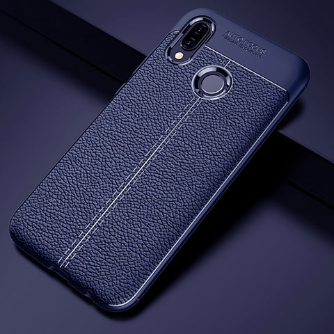 Silikon Hülle Handyhülle Gummi Schutzhülle Leder Tasche S02 für Huawei Nova 3e Blau