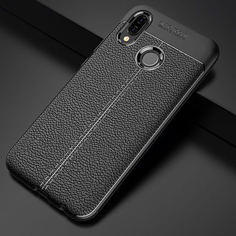 Silikon Hülle Handyhülle Gummi Schutzhülle Leder Tasche S02 für Huawei P20 Lite Schwarz