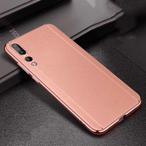 Silikon Hülle Handyhülle Gummi Schutzhülle Leder Tasche S02 für Huawei P20 Pro Rosegold