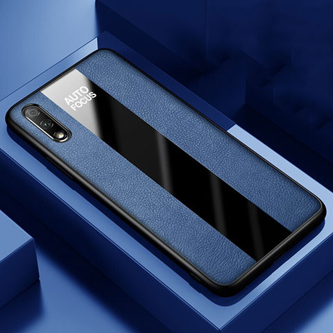 Silikon Hülle Handyhülle Gummi Schutzhülle Leder Tasche S02 für Huawei Y9 Prime (2019) Blau