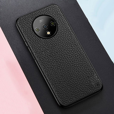 Silikon Hülle Handyhülle Gummi Schutzhülle Leder Tasche S02 für OnePlus 7T Schwarz