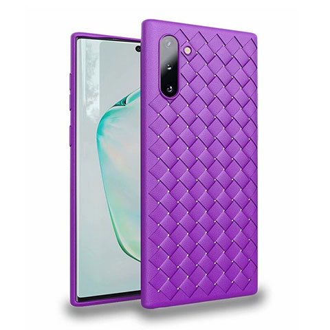 Silikon Hülle Handyhülle Gummi Schutzhülle Leder Tasche S02 für Samsung Galaxy Note 10 5G Violett