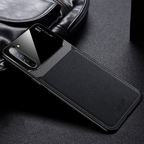 Silikon Hülle Handyhülle Gummi Schutzhülle Leder Tasche S03 für Oppo F15 Schwarz