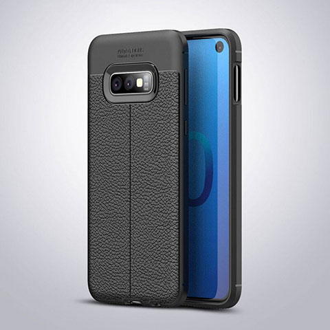 Silikon Hülle Handyhülle Gummi Schutzhülle Leder Tasche S03 für Samsung Galaxy S10e Schwarz