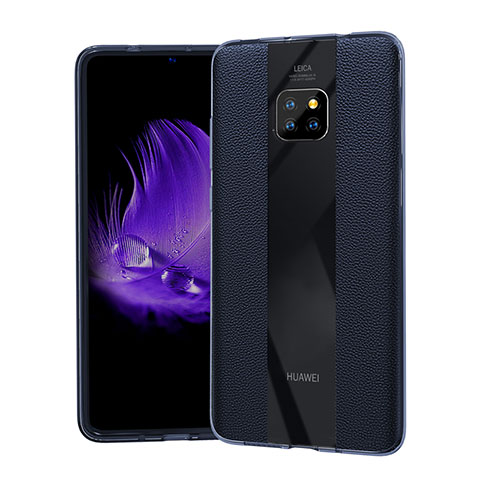 Silikon Hülle Handyhülle Gummi Schutzhülle Leder Tasche S04 für Huawei Mate 20 Pro Blau