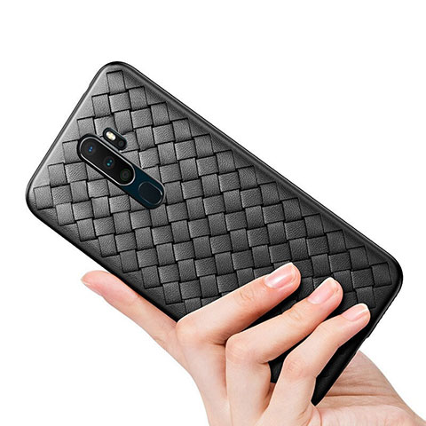 Silikon Hülle Handyhülle Gummi Schutzhülle Leder Tasche S04 für Oppo A11 Schwarz